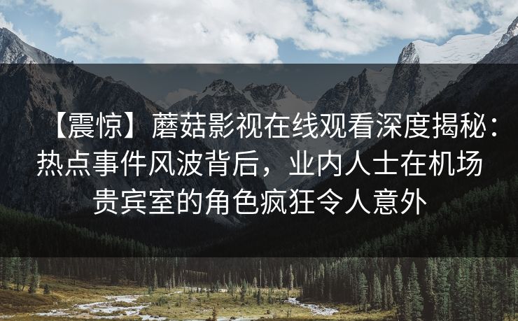 【震惊】蘑菇影视在线观看深度揭秘:热点事件风波背后,业内人士在机场贵宾室的角色疯狂令人意外 【震惊】蘑菇影视在线观看深度揭秘:热点事件风波背后,业内人士在机场贵宾室的角色疯狂令人意外