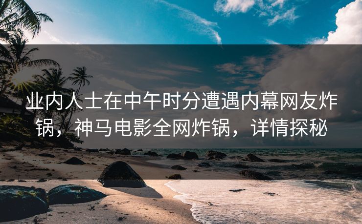 业内人士在中午时分遭遇内幕网友炸锅，神马电影全网炸锅，详情探秘