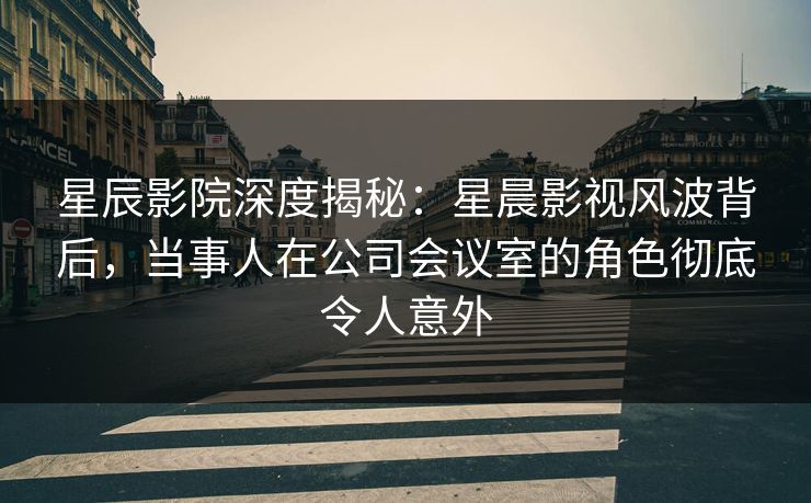 星辰影院深度揭秘：星晨影视风波背后，当事人在公司会议室的角色彻底令人意外