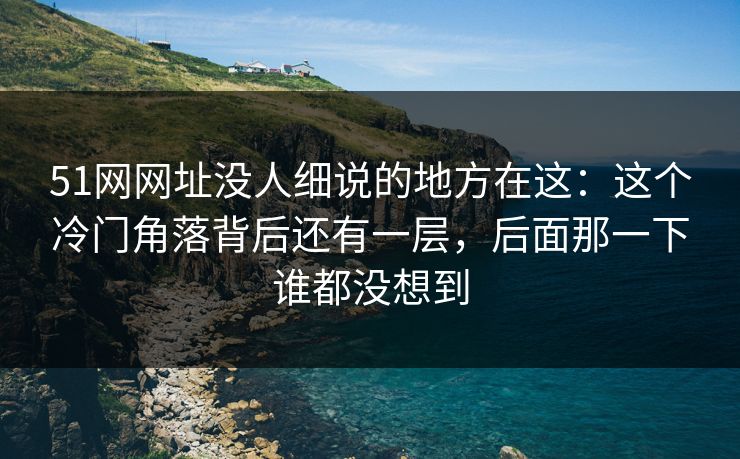 51网网址没人细说的地方在这：这个冷门角落背后还有一层，后面那一下谁都没想到
